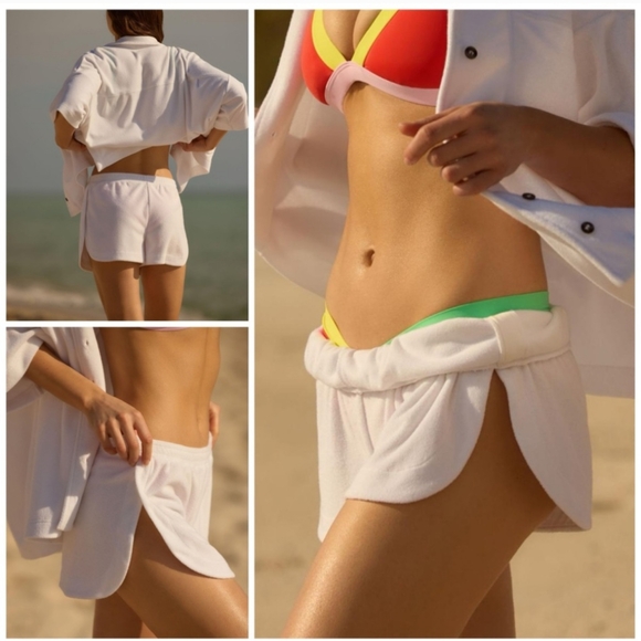Anthropology White Terry Beach Shorts NWOT - Picture 1 of 4